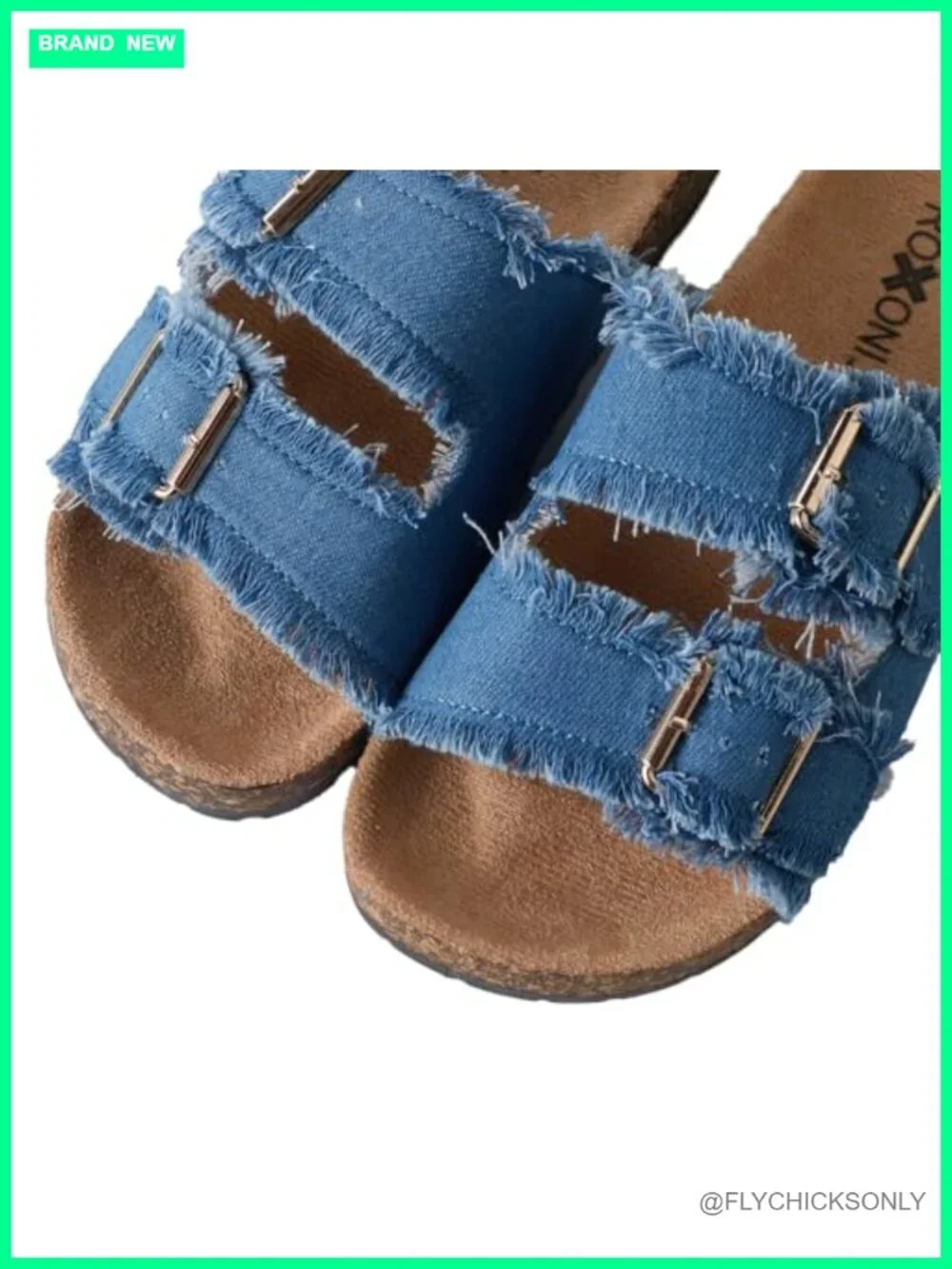 Women's Suede Flat Sandals with Double Buckle Adjustable Straps